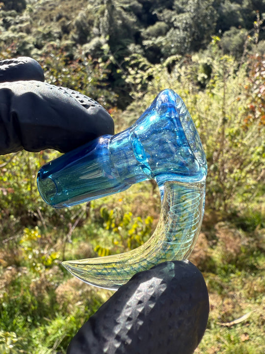 Polar Glass 18mm Fully Worked Slide Spiral Horn - Metaterrainia/Heavy Blue Stardust