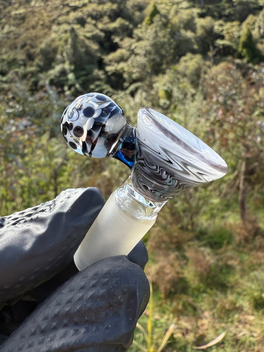 Polar Glass X Borobillacate 14mm Slide With Opal Marble  - Black/White