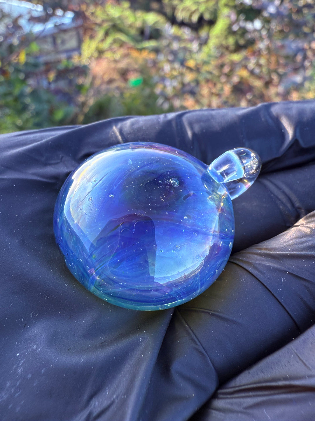Jims Glass Blowing Hollow Pendant - Cobalt/Pomegranate/Silver Fumed