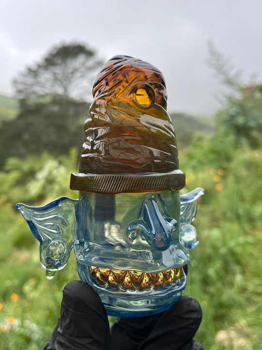 Wyrdglass Goblin 22c Gold Grill Beanie Rig - Pinocchio Sparkle/Nightcap