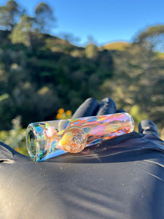 Jargo Glass Harlequin One Hitter - Gold Fume/Coloured Dots