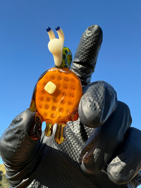 Waffle Glass Pendant - Snail On Waffle #2