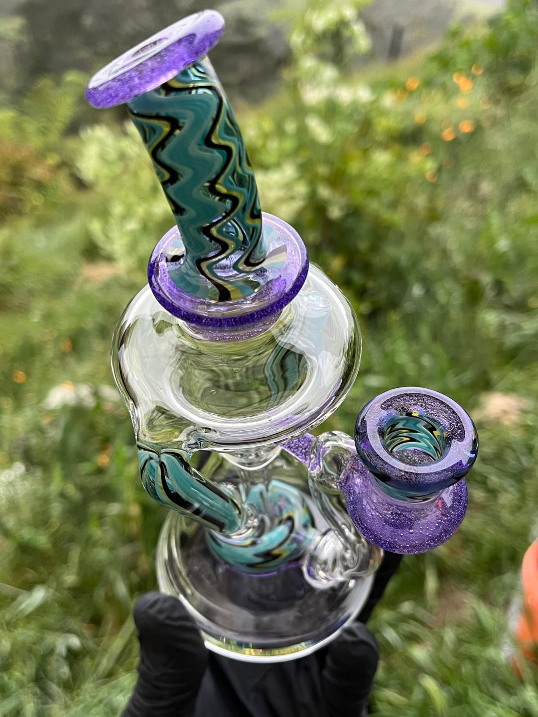 Uzzi Glass Wigwag Donut Recycler - Purple Lollipop/Blueberry