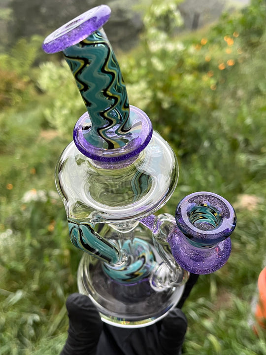 Uzzi Glass Wigwag Donut Recycler - Purple Lollipop/Blueberry