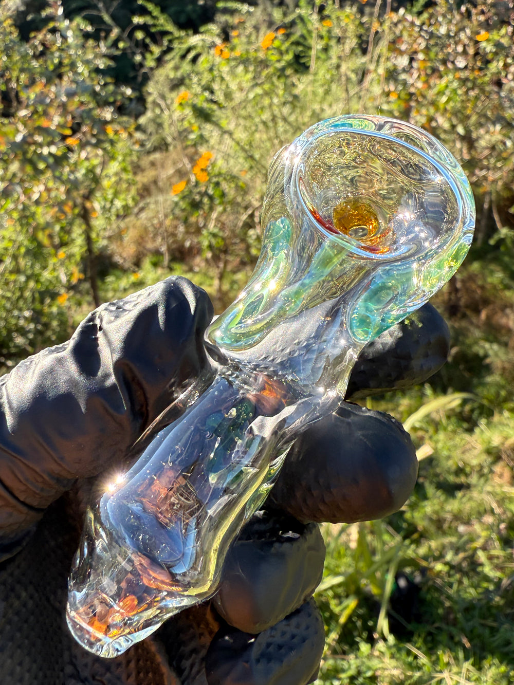 Green Thumb Bob Glass Spoon - Clear/Multicoloured #6