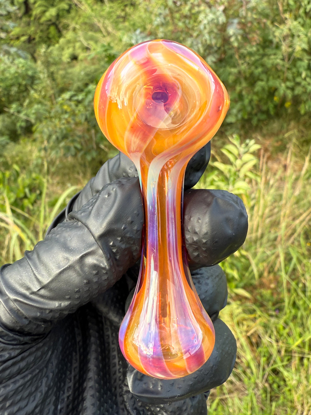 The Glass Bandit Spoon - Amber Purple/Silver Fumed