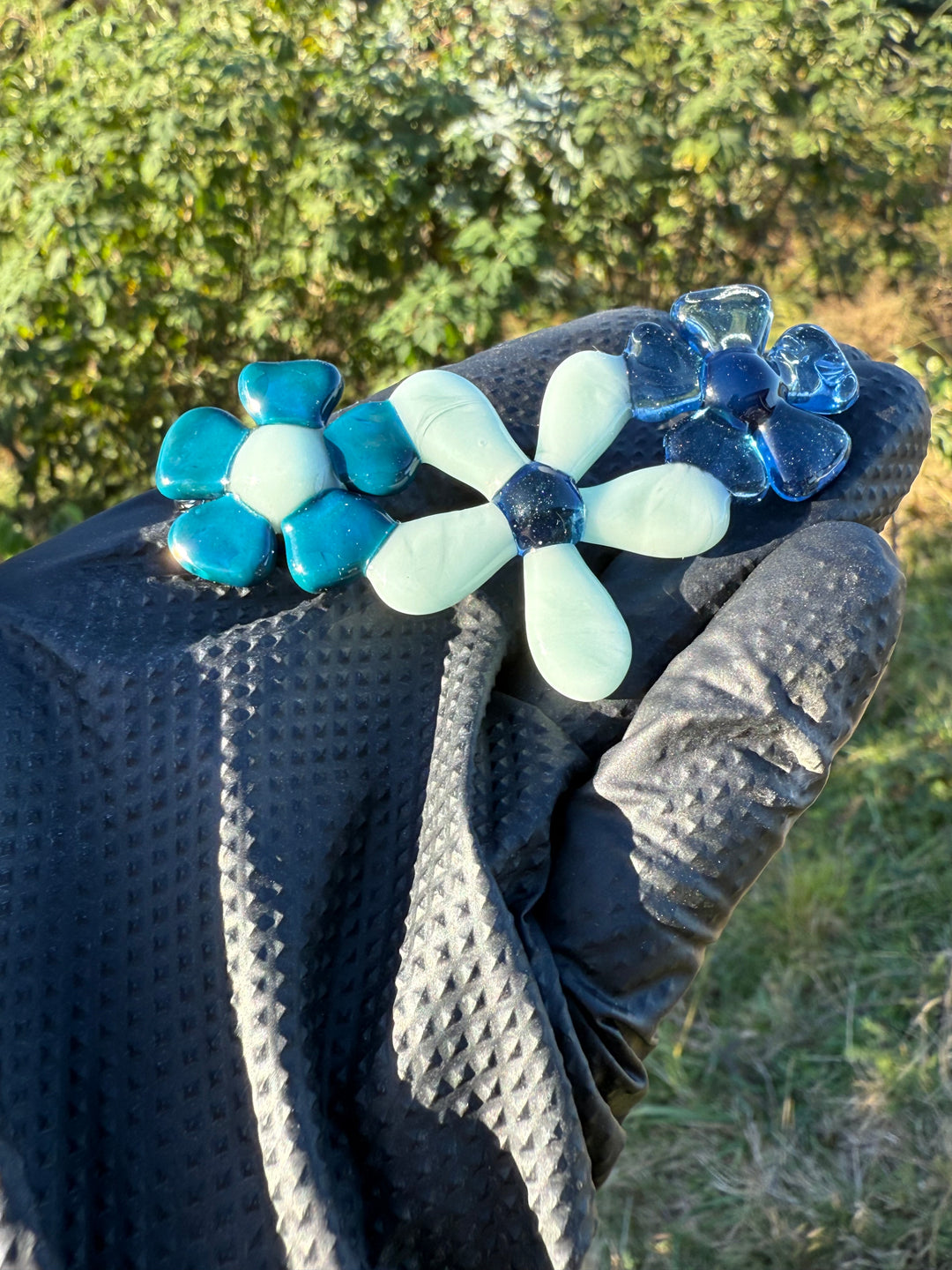 Waffle Glass Necklace - Flowers