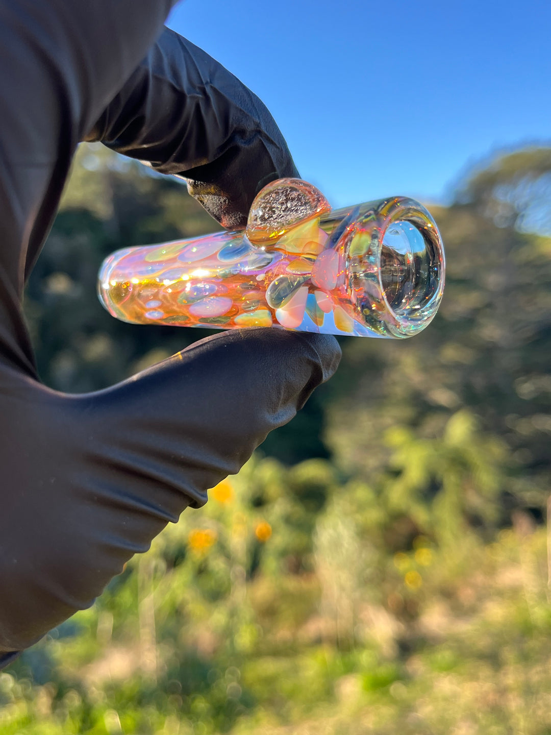 Jargo Glass Harlequin One Hitter - Gold Fume/Coloured Dots