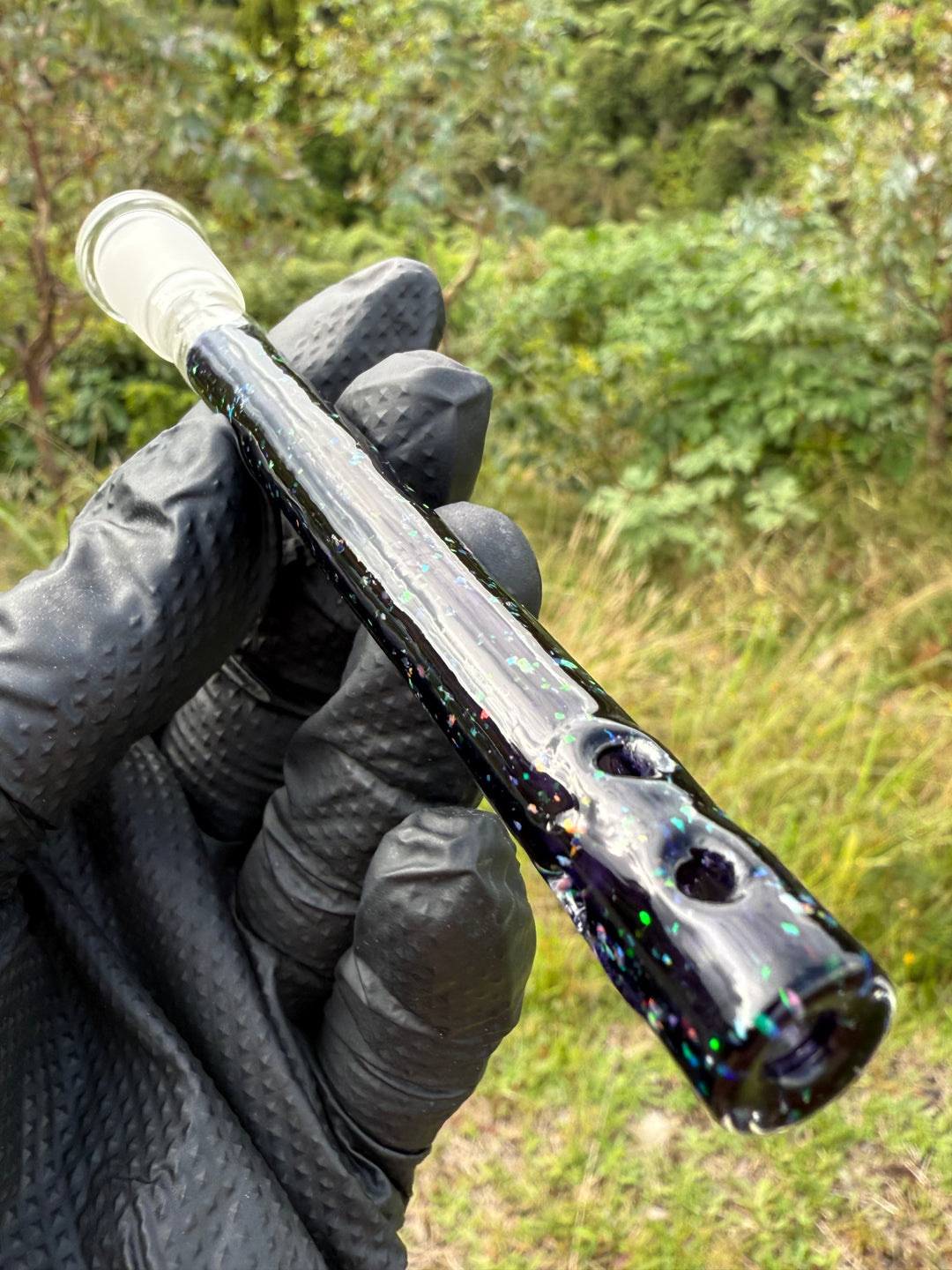 Jamie Clement Glass Collaboration Downstem - Purple/Dichro #2