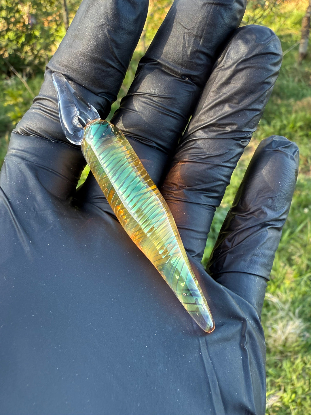 Jims Glass Blowing Spiral Poker/Pendant - Gold Fumed