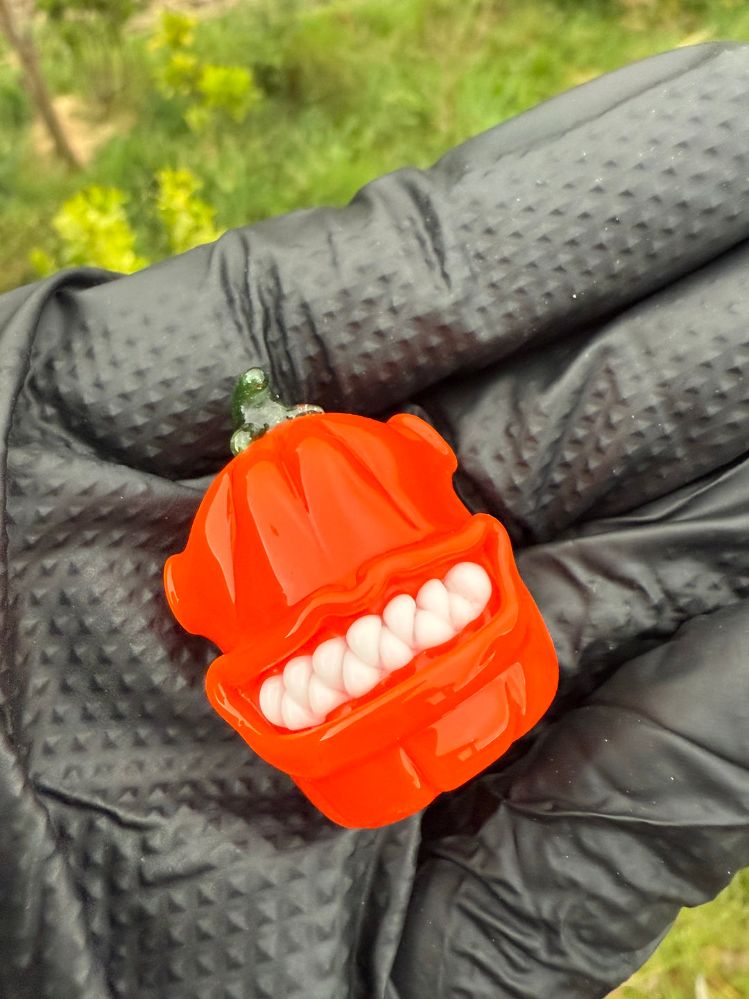 Wyrdglass Pumpkin Hollow Pendant - Orange