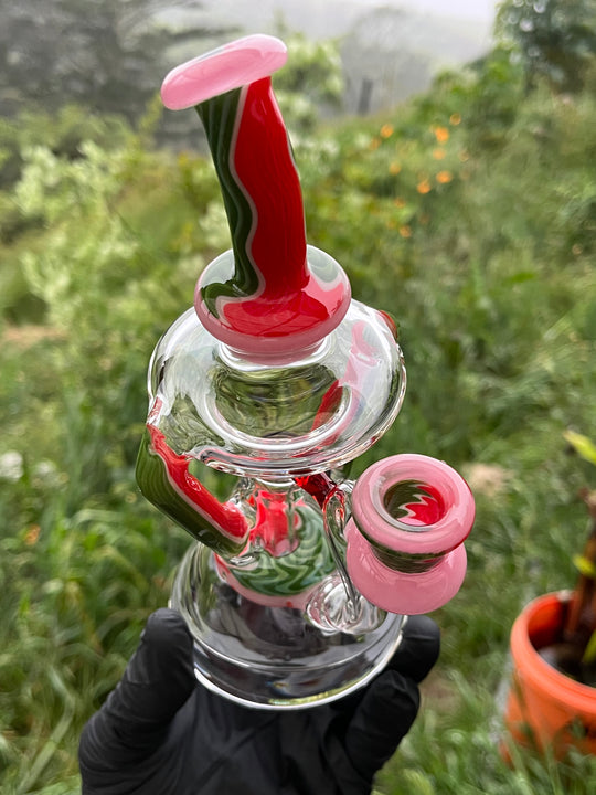 Uzzi Glass Wigwag Donut Recycler - Blush/Watermelon