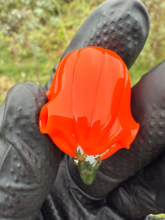 Wyrdglass Pumpkin Hollow Pendant - Orange