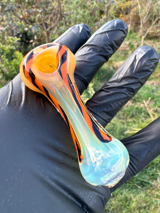 The Glass Bandit Spoon - Silver Fumed/Orange/Black