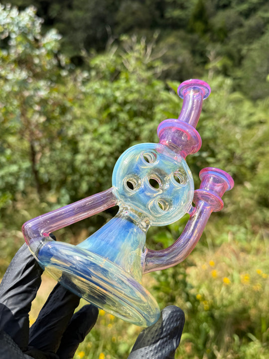 Uzzi Glass Mine Swiss Dumper - Neo Opal/Coral/Silver Fumed