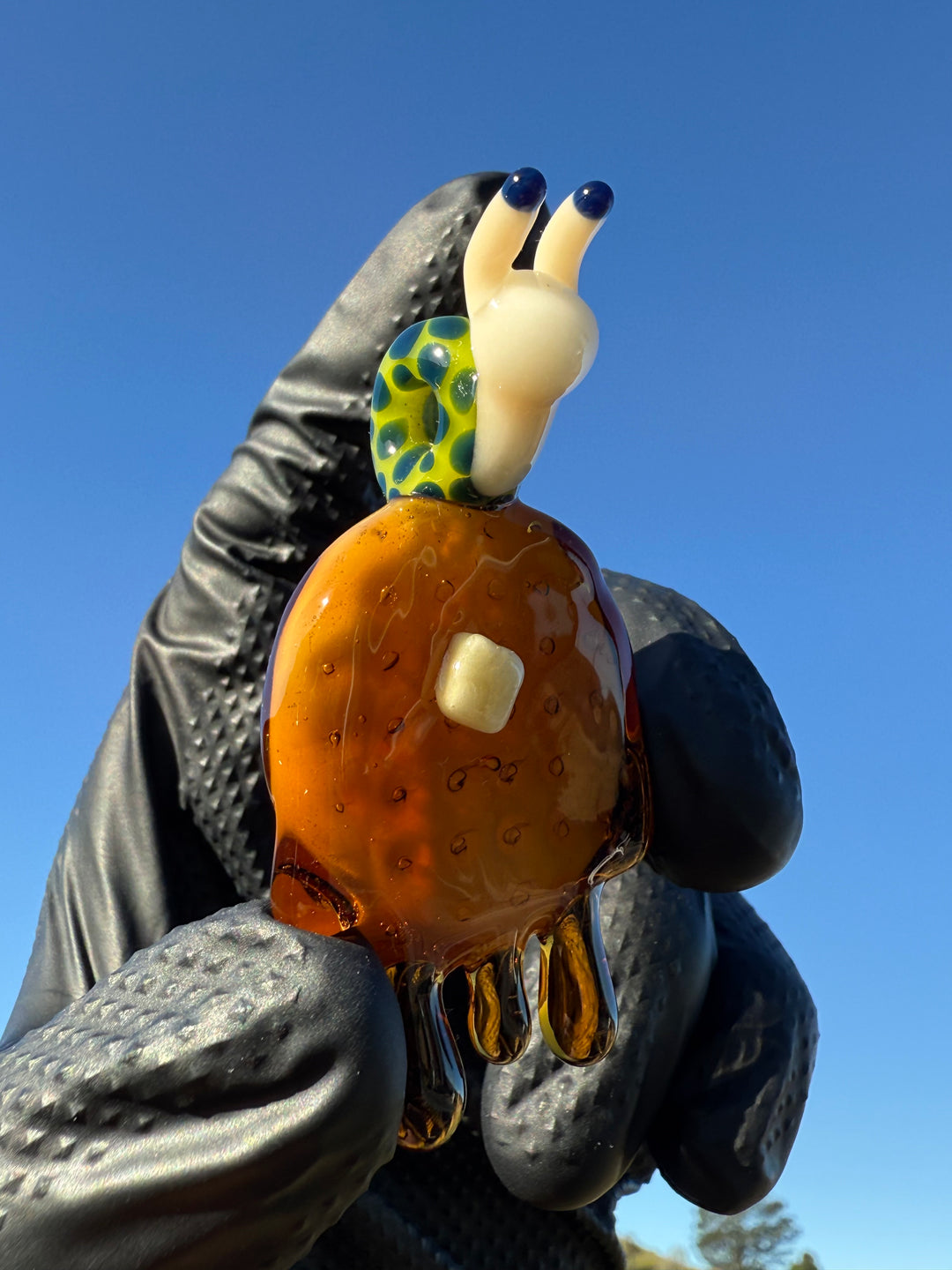 Waffle Glass Pendant - Snail On Waffle #2