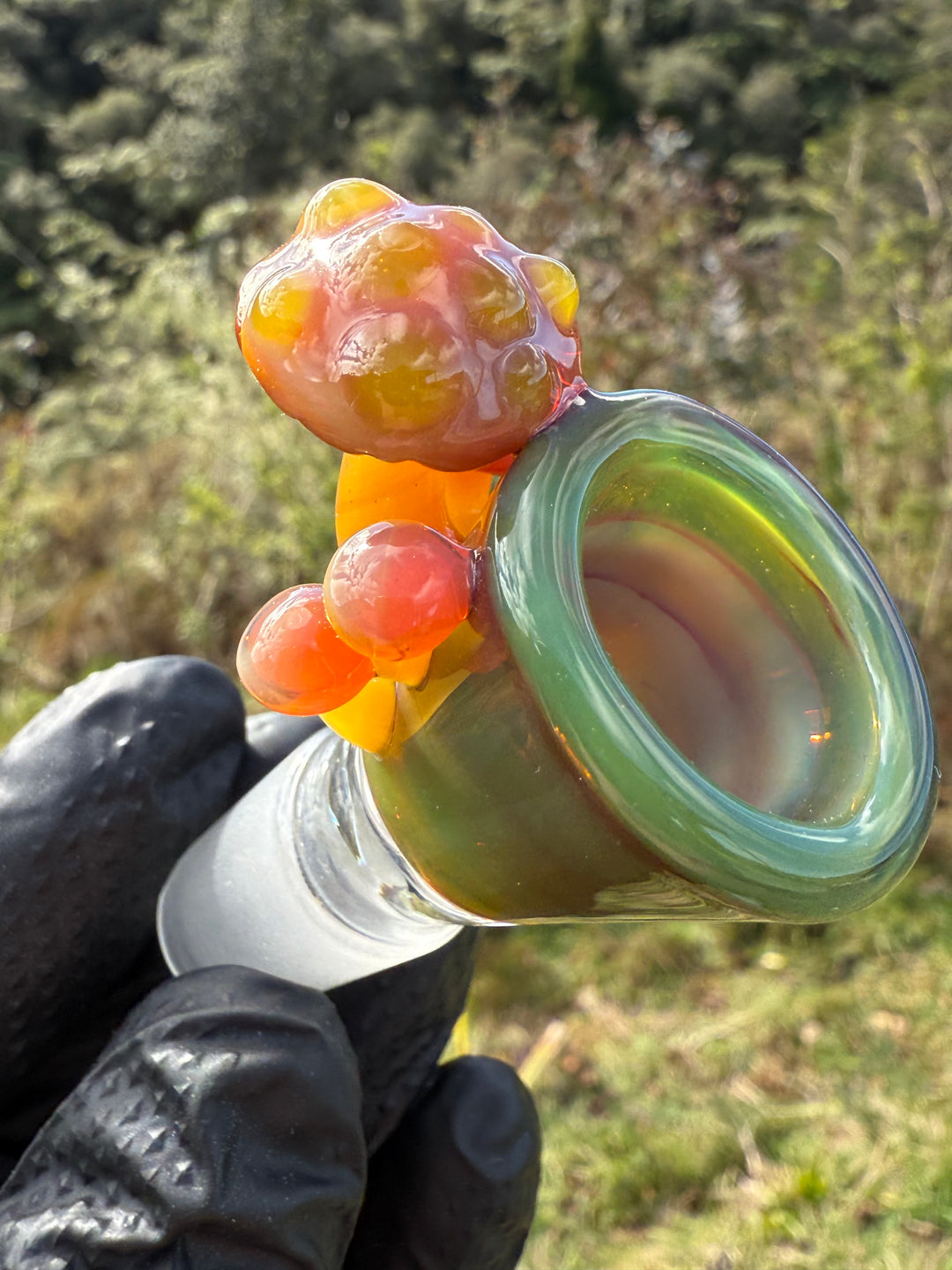 Jamie Clement Slide 18mm Shroom Handle - Ganja Butter/Orange Opal Phoenix