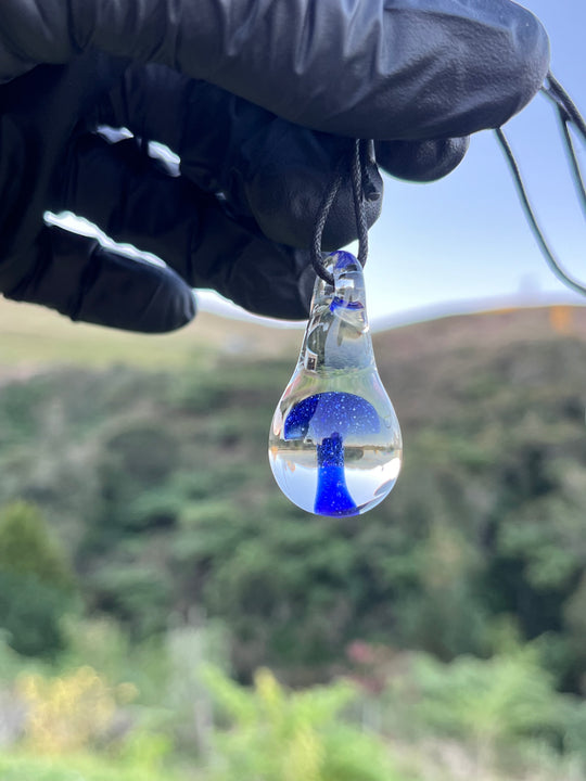 AUBORO Mushroom Pendant - Blue Crushed Opal