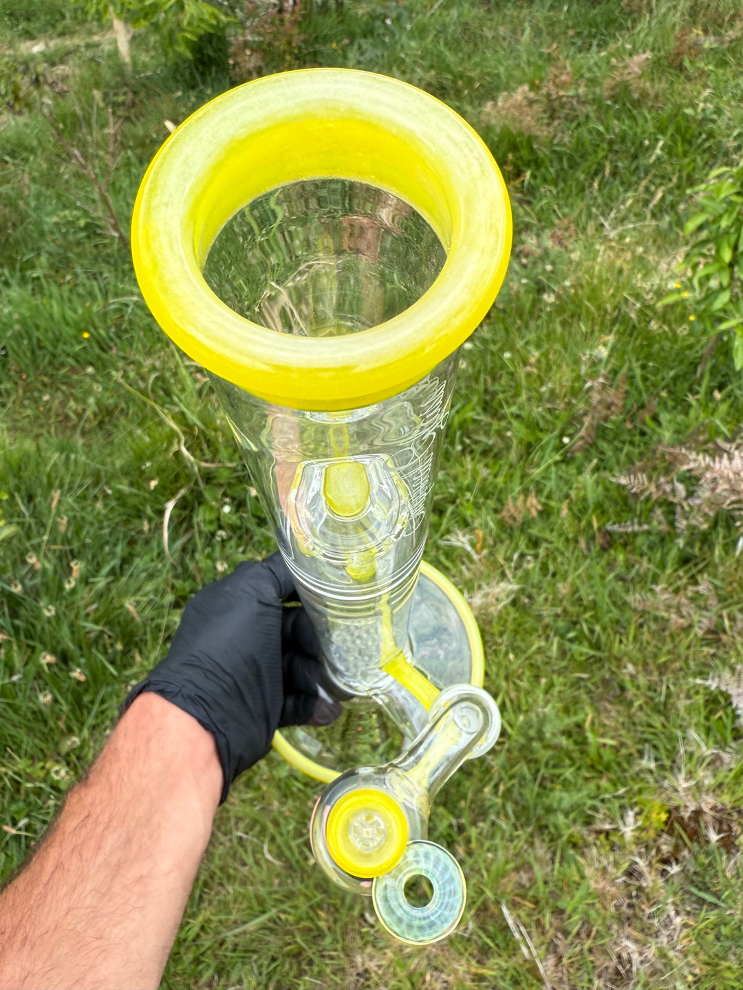 Empirical Glass Grill Perc Tube With Trashcan/Slide - Pineapple Juice/White Saturn