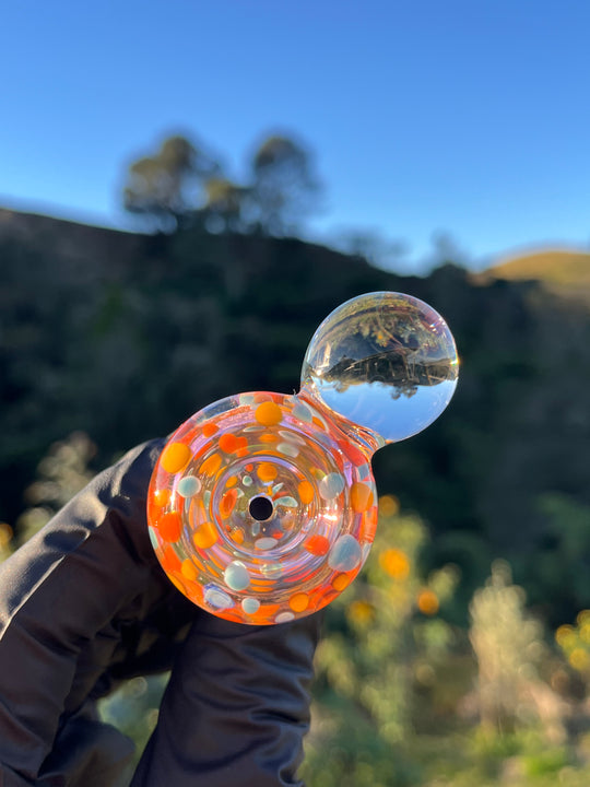 Jargo Glass Harlequin Marble Slide #1 - Gold Fume/Coloured Dots