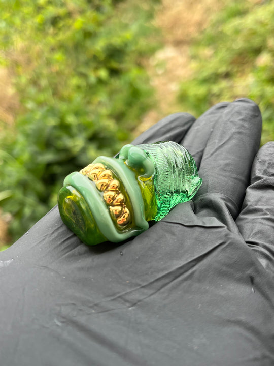 Wyrdglass Goblin Beanie Pendant Gold Grill - Opal Green/Mint/Hydra CFL