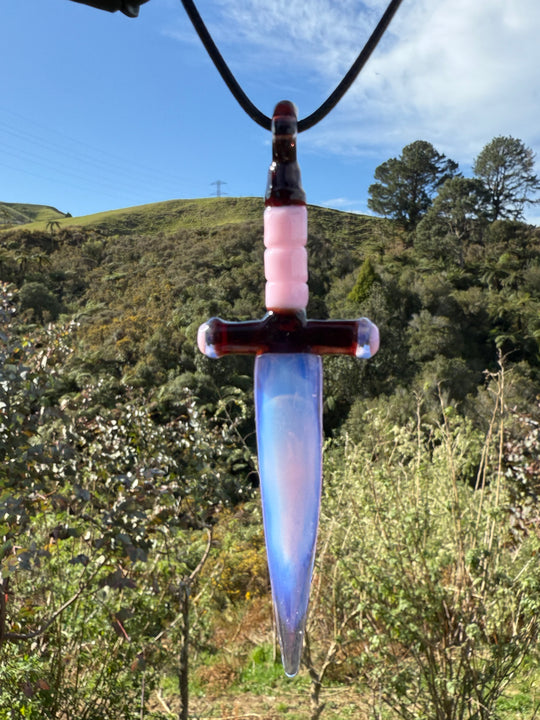 Jamie Clement Dagger Pendant - Pink Slyme/Chocolate Opal