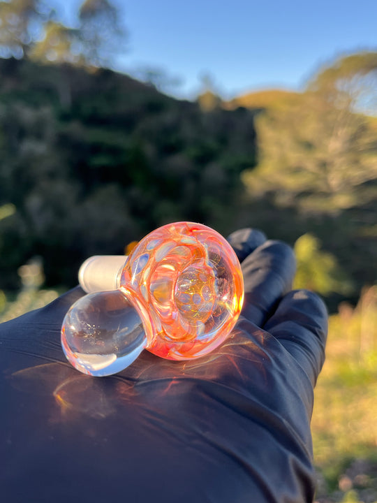 Jargo Glass Harlequin Marble Slide #2 - Gold Fume/Coloured Dots