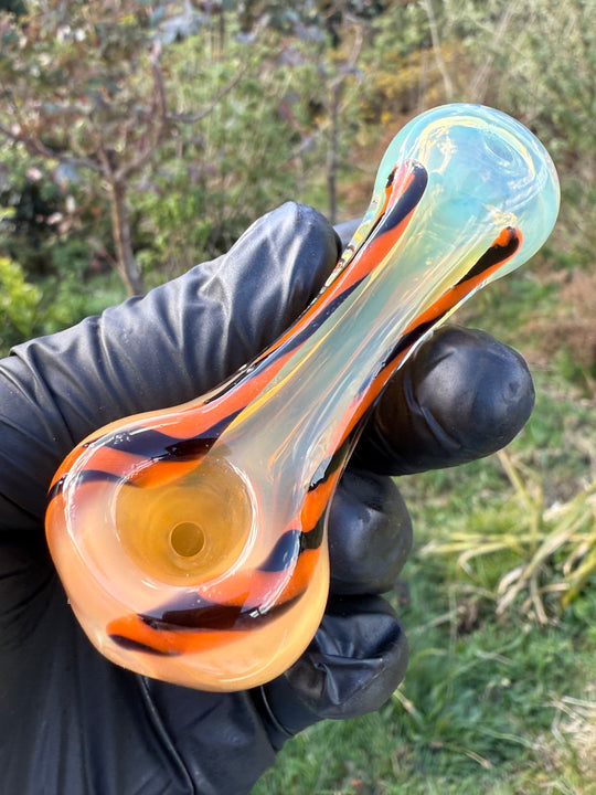 The Glass Bandit Spoon - Silver Fumed/Orange/Black