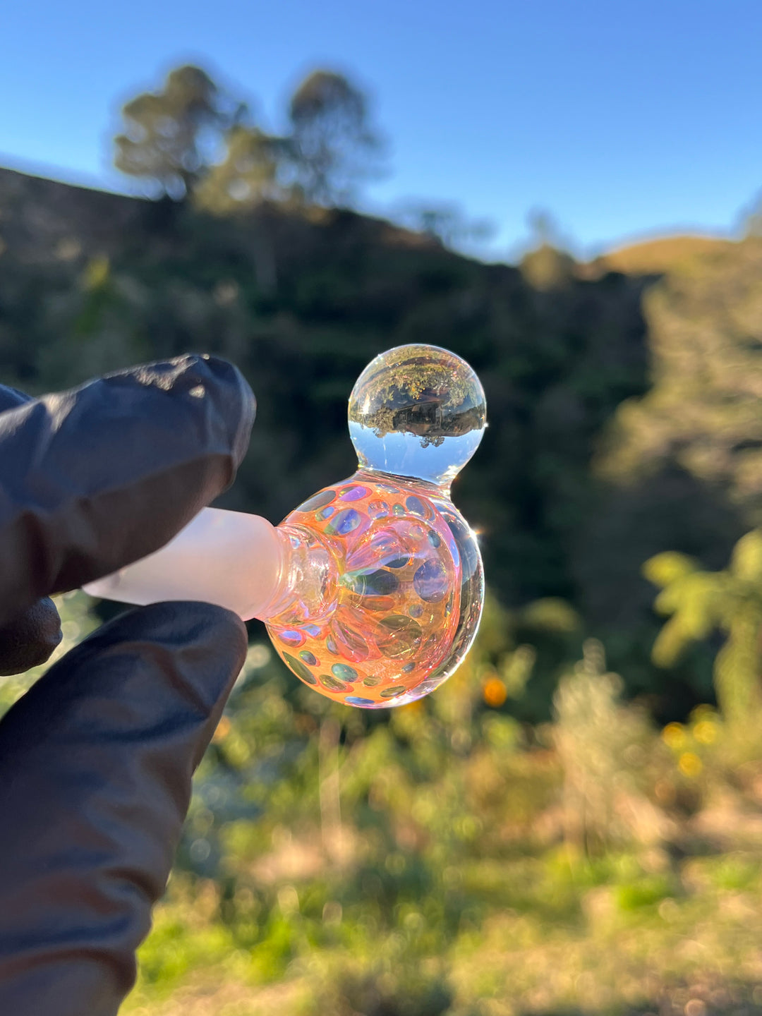 Jargo Glass Harlequin Marble Slide #3 - Gold Fume/Coloured Dots