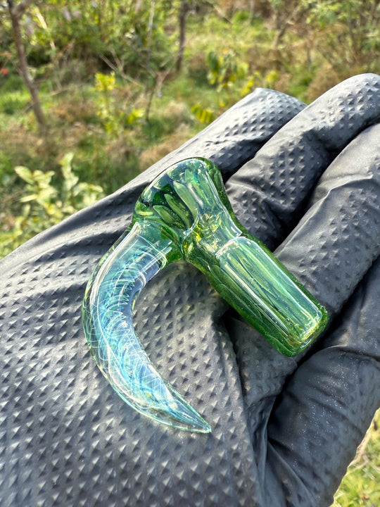 Polar Glass 14mm Fully Worked Slide Fume Spiral Horn - Citrine/Metaterrainia/Heavy Blue Stardust