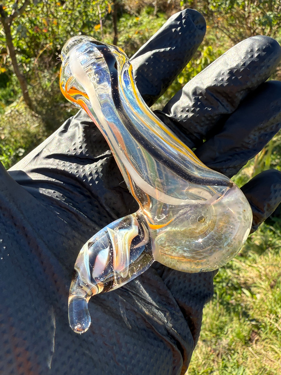 Green Thumb Bob Glass Spoon With Horn - Clear/Multicoloured #1