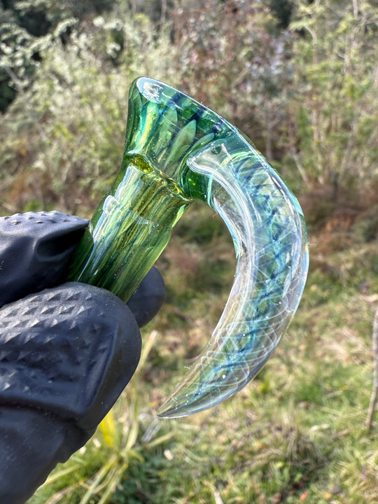 Polar Glass 14mm Fully Worked Slide Fume Spiral Horn - Citrine/Metaterrainia/Heavy Blue Stardust