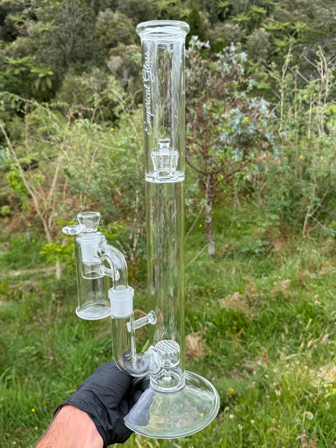 Empirical Glass Grill Perc Tube With Trashcan/Slide - Clear