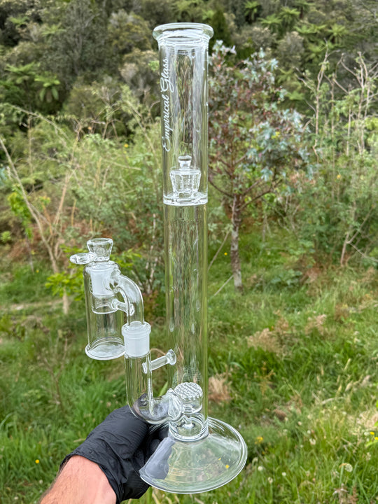 Empirical Glass Grill Perc Tube With Trashcan/Slide - Clear