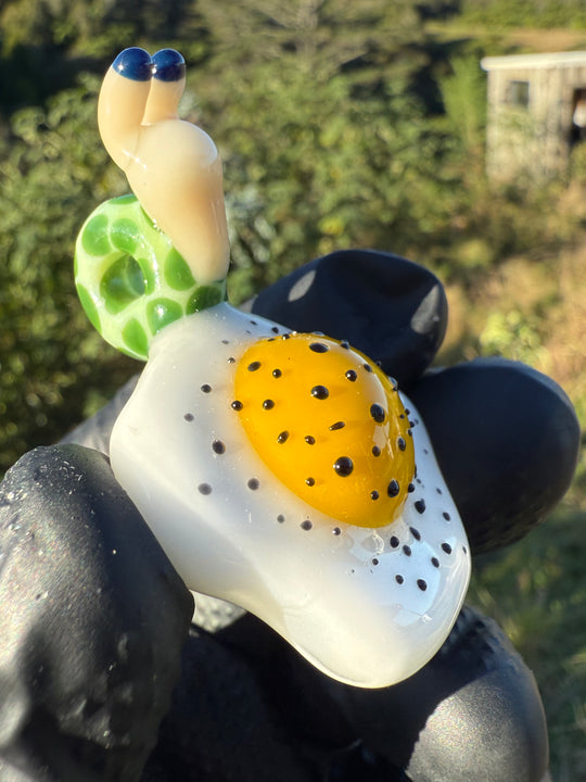 Waffle Glass Pendant - Snail On Egg