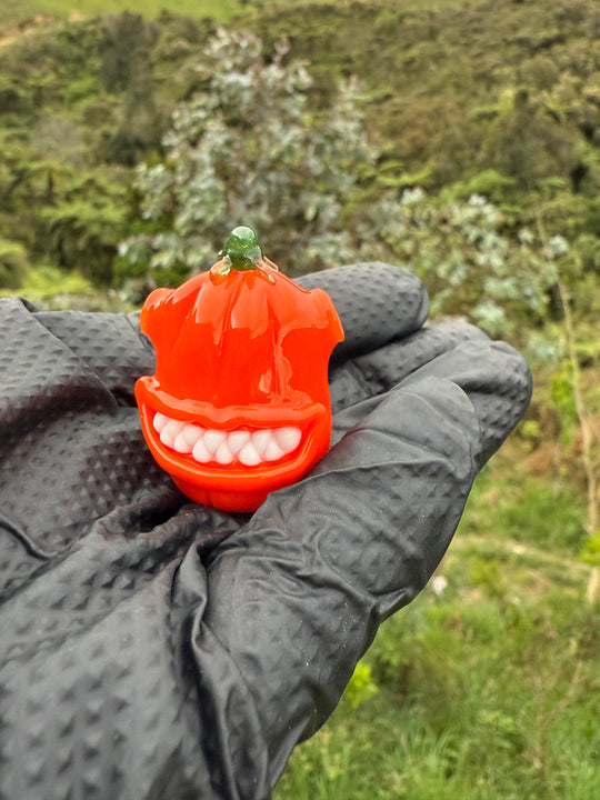 Wyrdglass Pumpkin Hollow Pendant - Orange