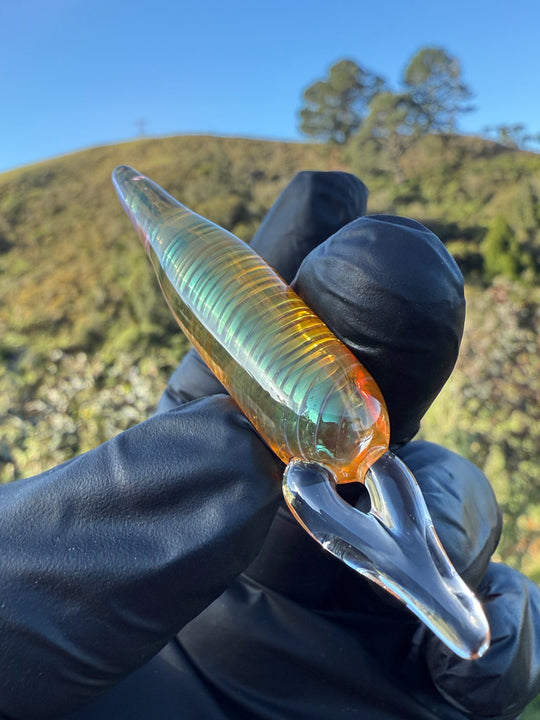 Jims Glass Blowing Spiral Poker/Pendant - Gold Fumed