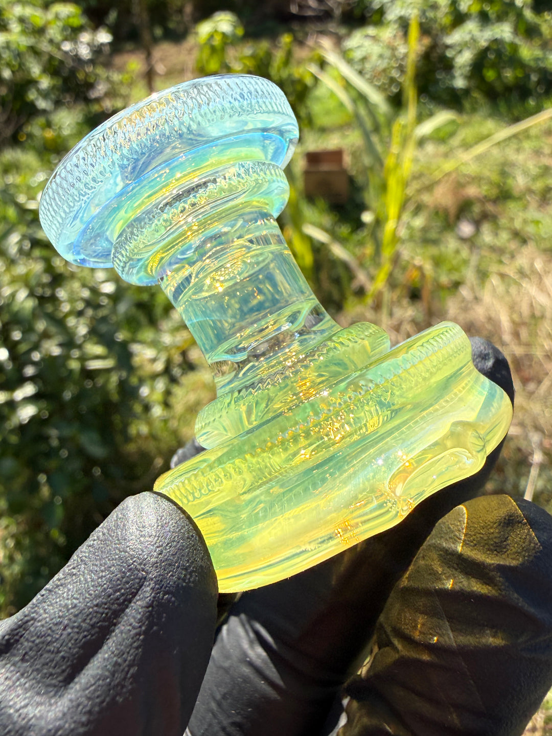 Yeti Glass Puffco Peak Dry Top/Joystick Set - Silver Fumed #2