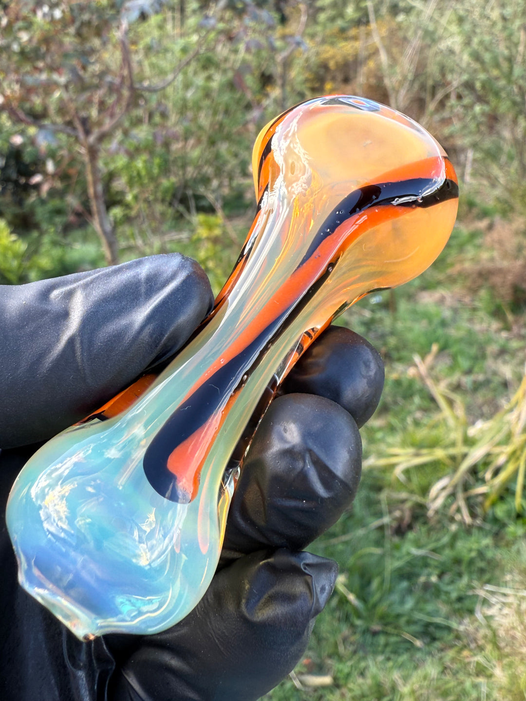 The Glass Bandit Spoon - Silver Fumed/Orange/Black