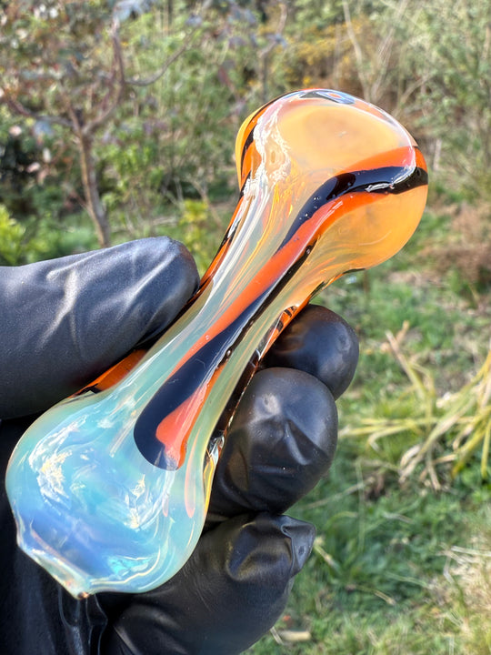 The Glass Bandit Spoon - Silver Fumed/Orange/Black