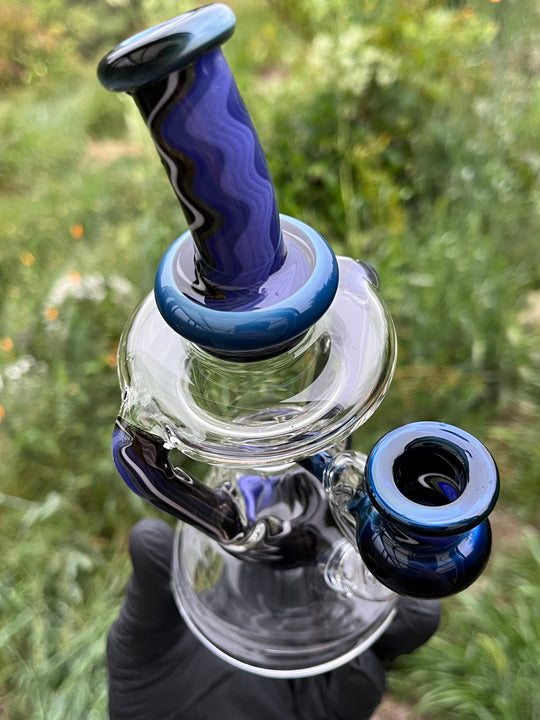 Uzzi Glass Wigwag Donut Recycler - Fade To Black/Purple Mountains