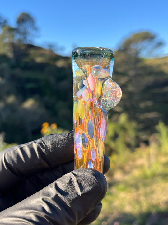 Jargo Glass Harlequin One Hitter - Gold Fume/Coloured Dots