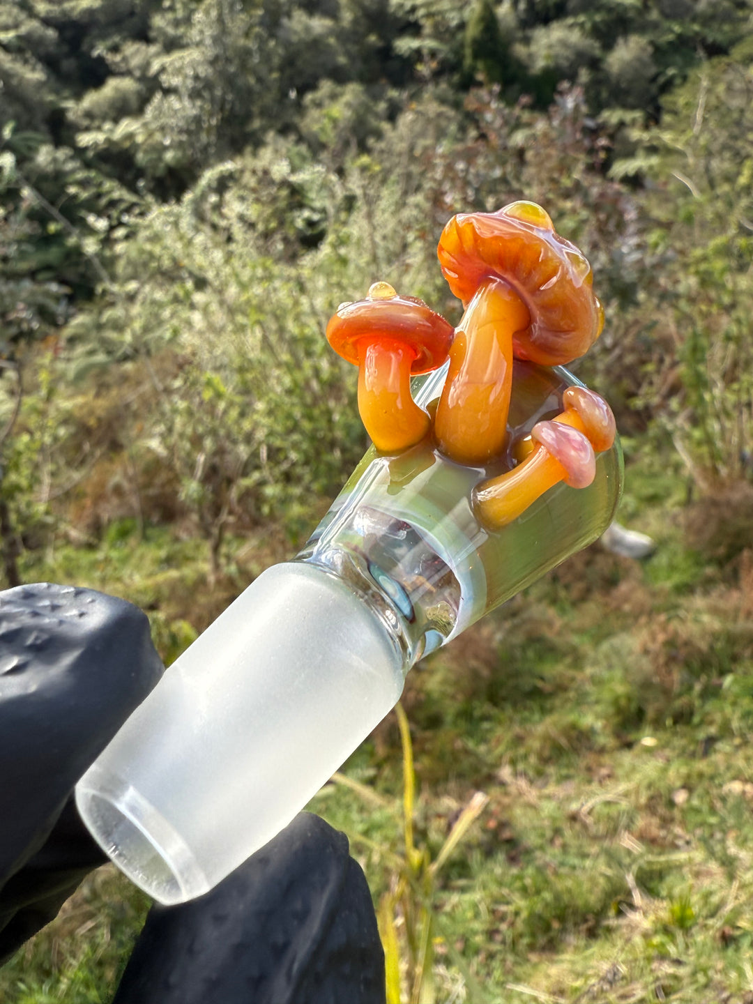 Jamie Clement Slide 18mm Shroom Handle - Ganja Butter/Orange Opal Phoenix