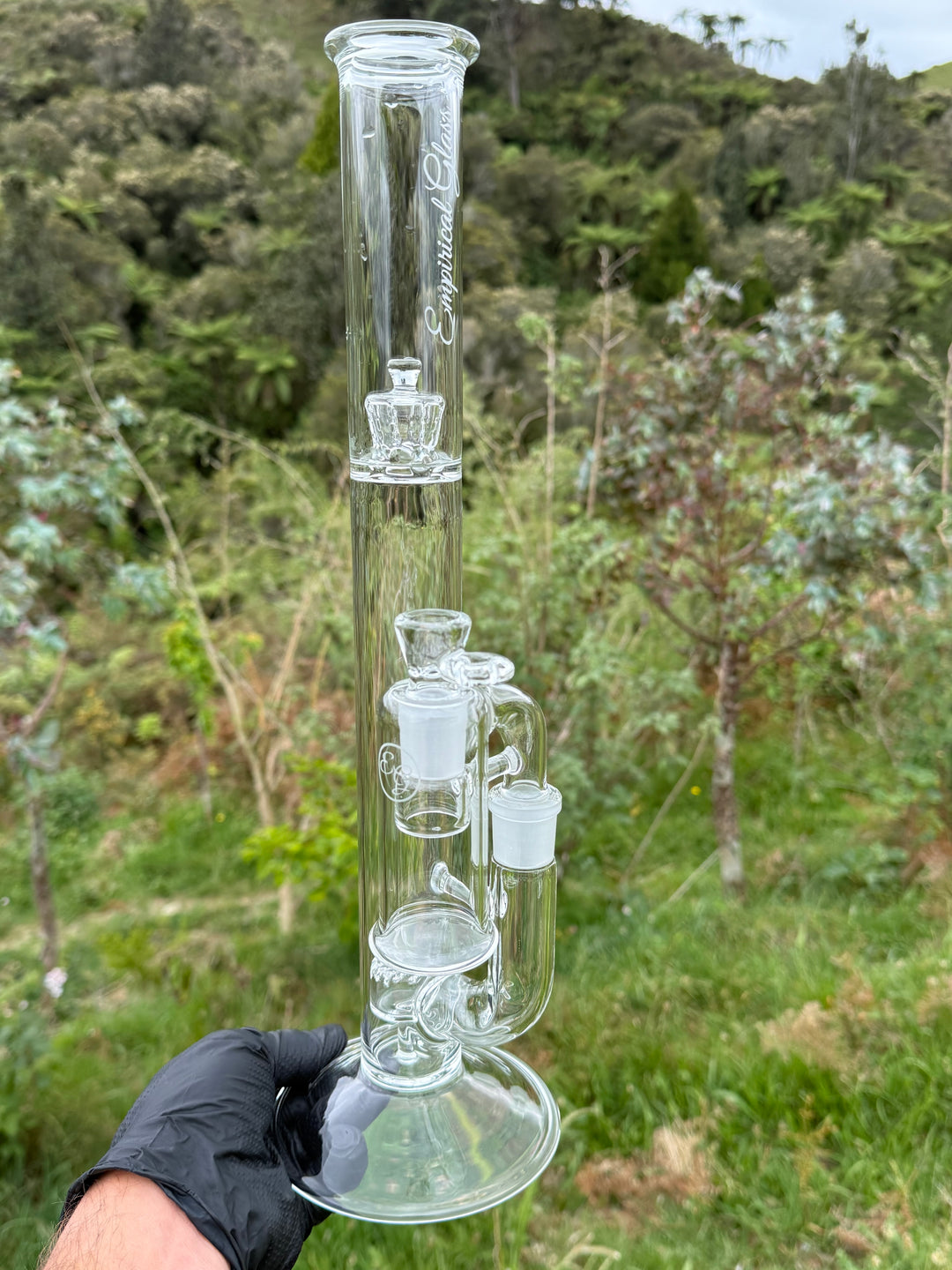 Empirical Glass Grill Perc Tube With Trashcan/Slide - Clear