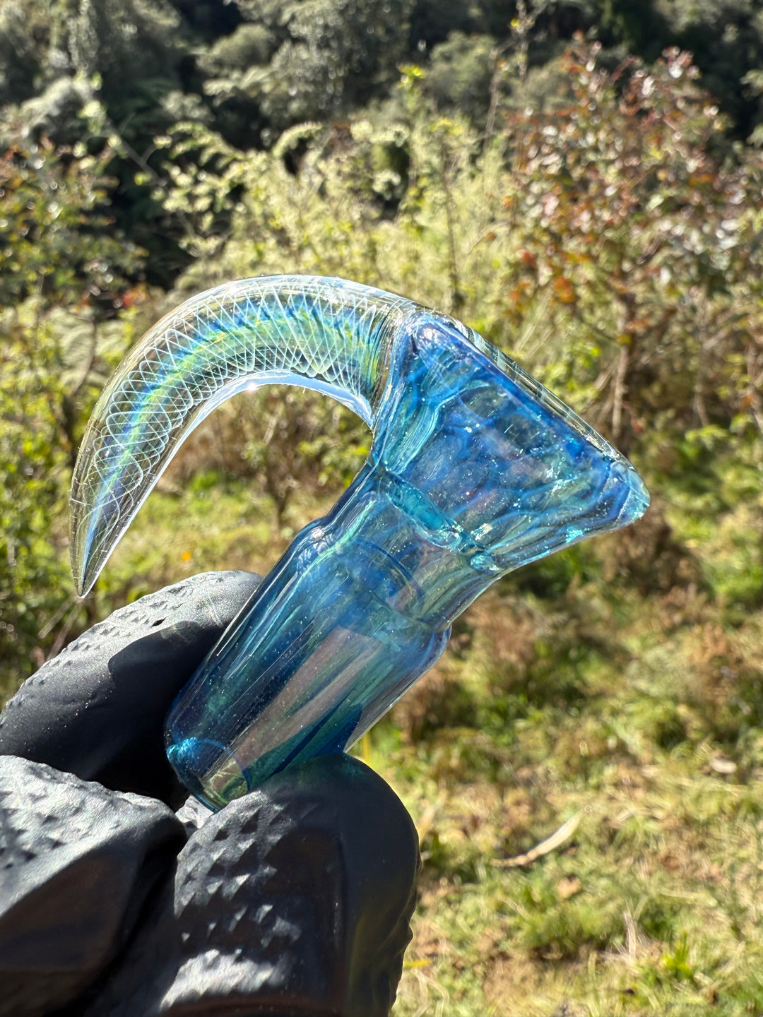 Polar Glass 18mm Fully Worked Slide Spiral Horn - Metaterrainia/Heavy Blue Stardust