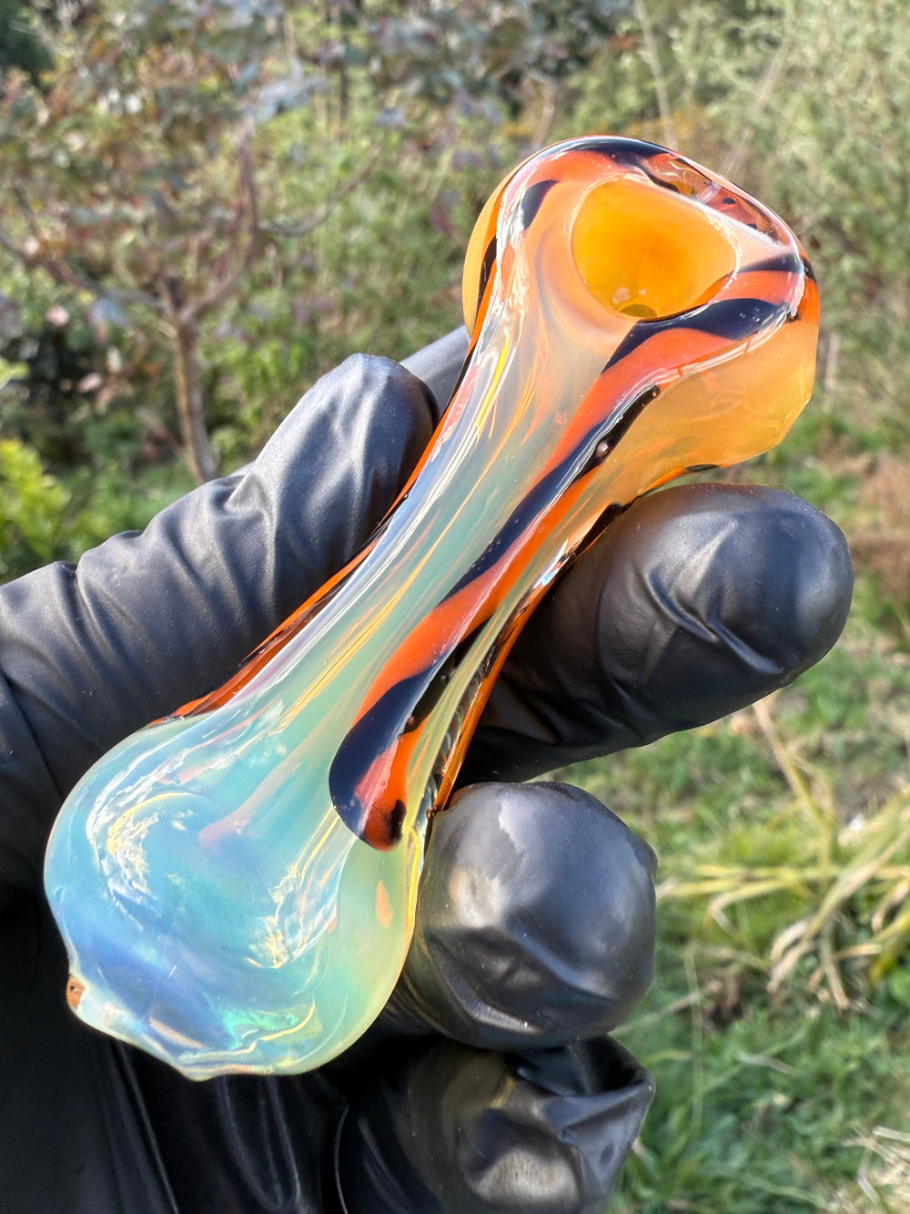 The Glass Bandit Spoon - Silver Fumed/Orange/Black