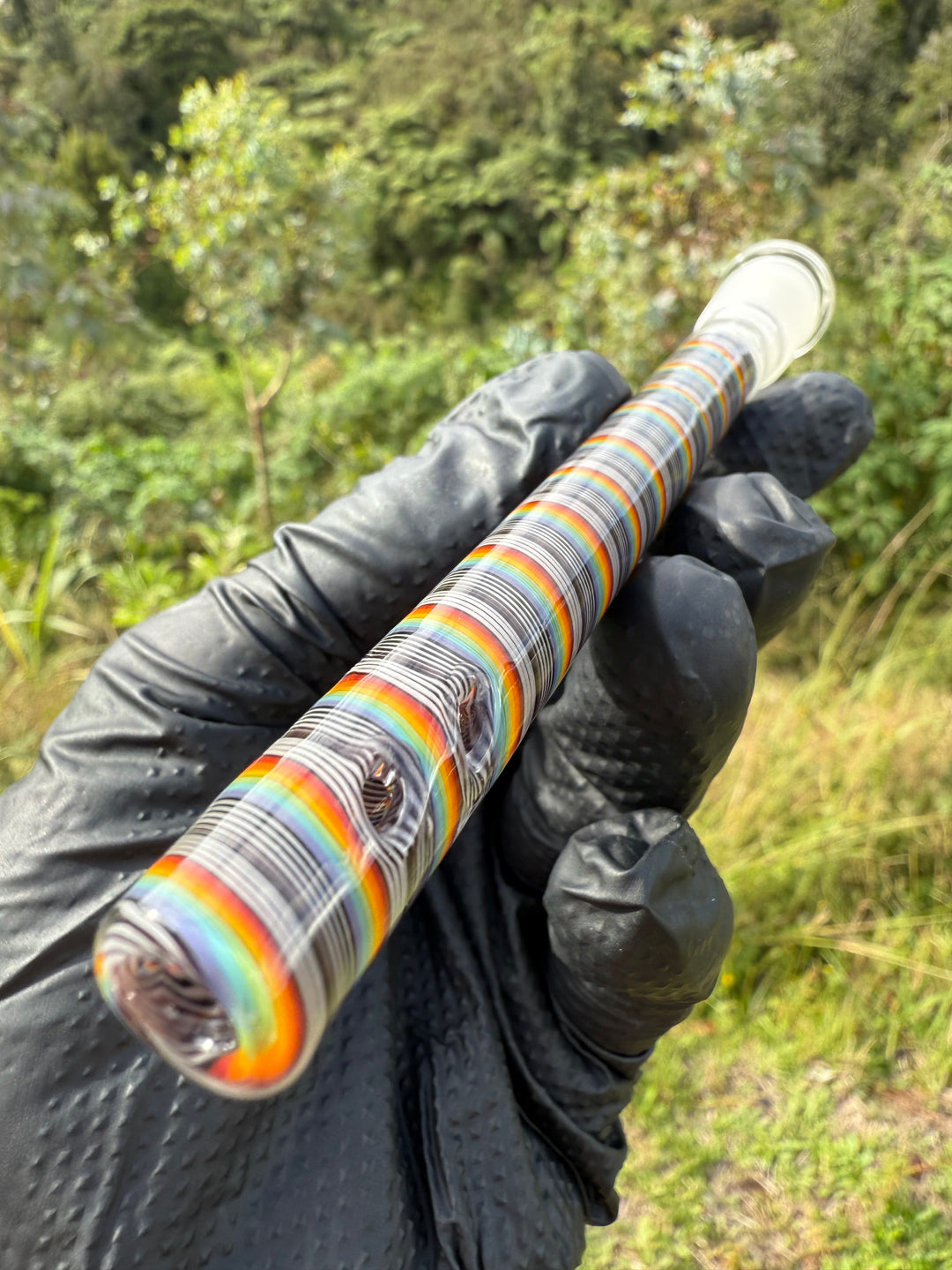 Jamie Clement Glass Collaboration Downstem - Jailhouse Rainbow