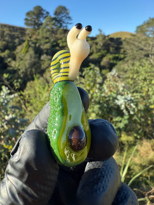 Waffle Glass Pendant - Snail On Avocado