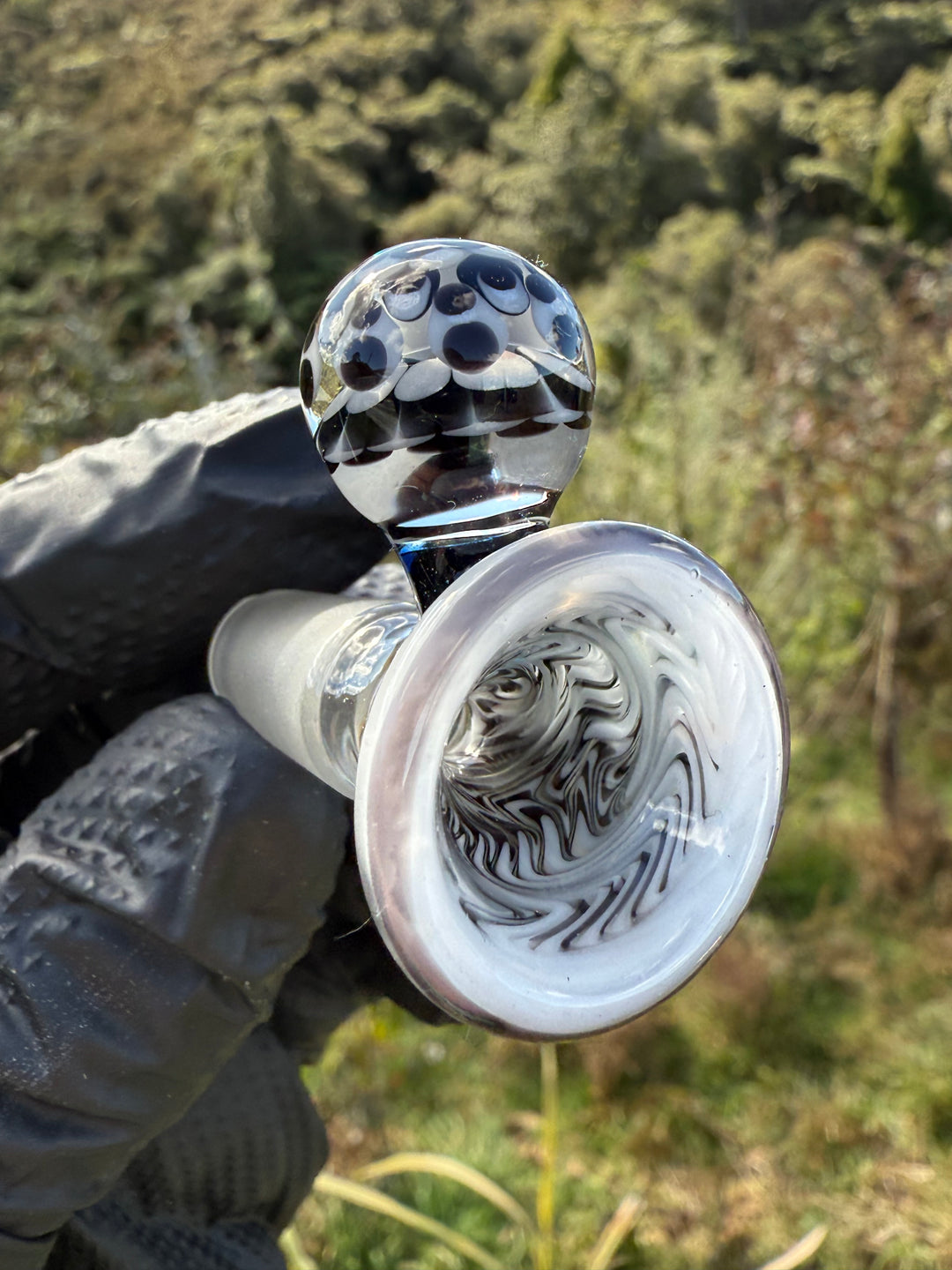 Polar Glass X Borobillacate 14mm Slide With Opal Marble  - Black/White