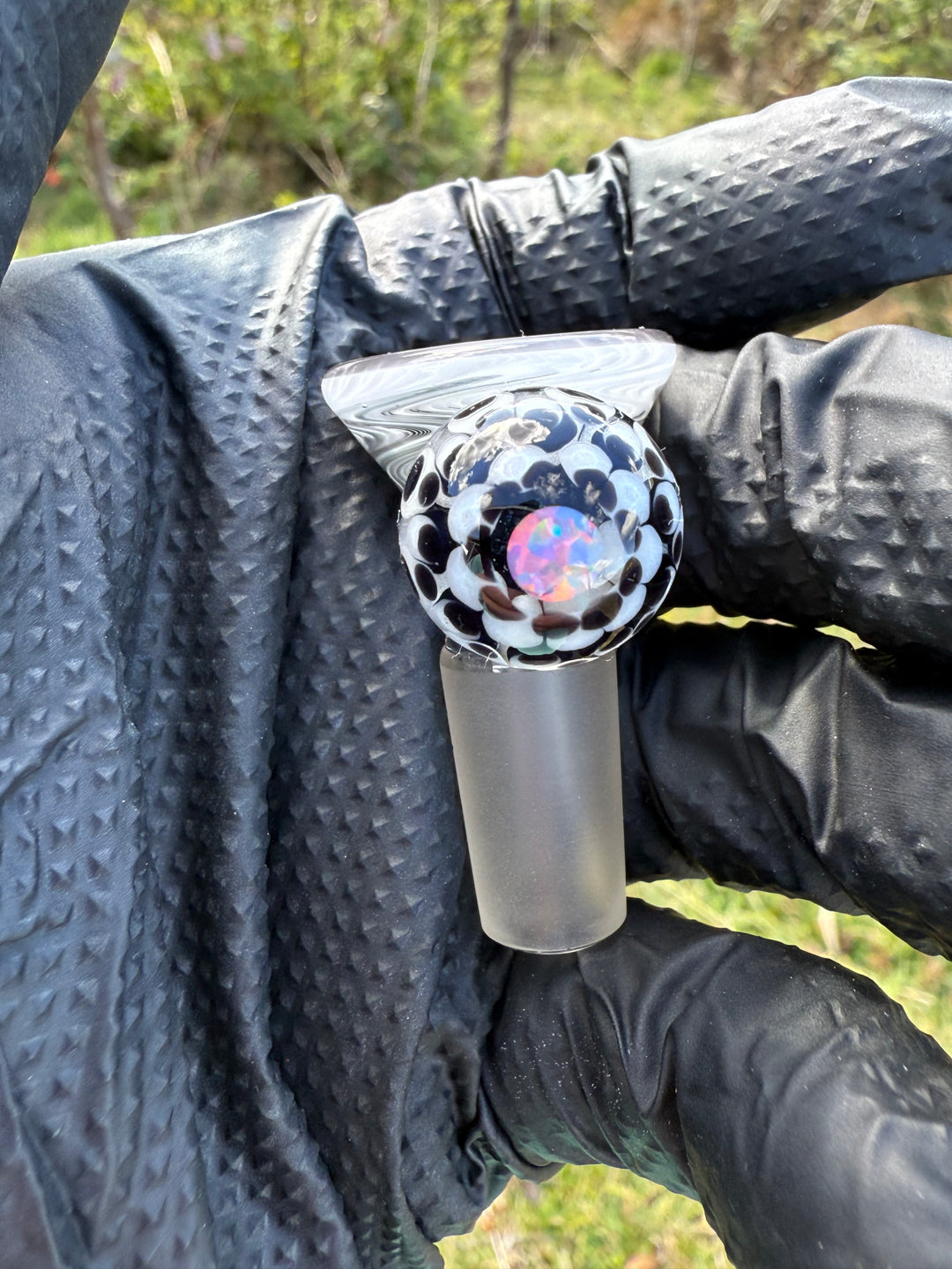 Polar Glass X Borobillacate 14mm Slide With Opal Marble  - Black/White